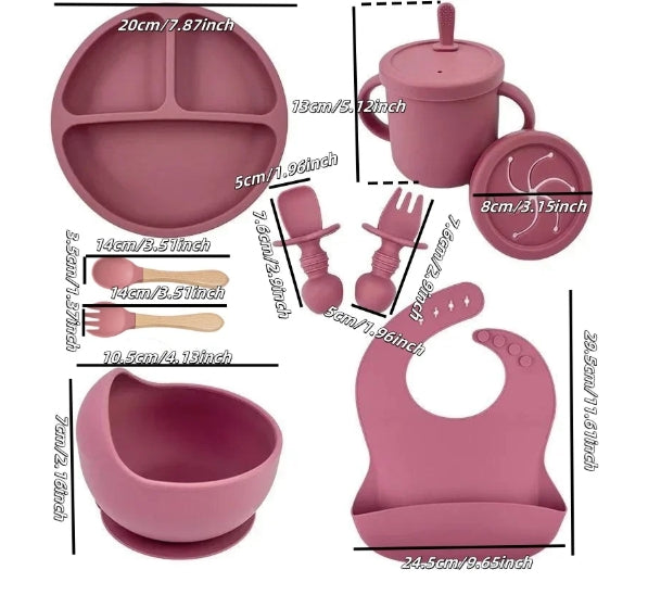 Conjunto de pratos infantis de silicone para bebês