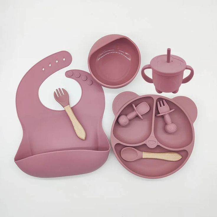 Conjunto de pratos infantis de silicone para bebês